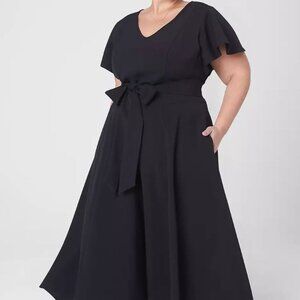 Lane Bryant Lena V-Neck High-Low Midi Dress, 16
